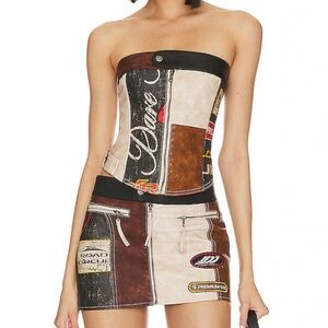 DAYTONA FAUX LEATHER JADED LONDON CORSET + SKIRT SET